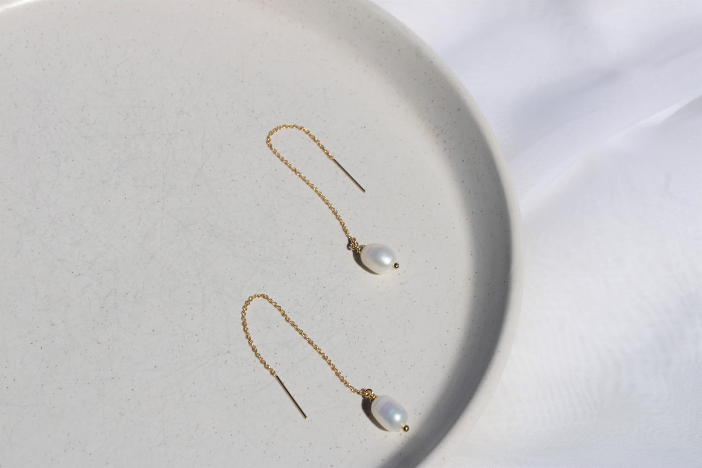 Pearl Drop Threader Earrings