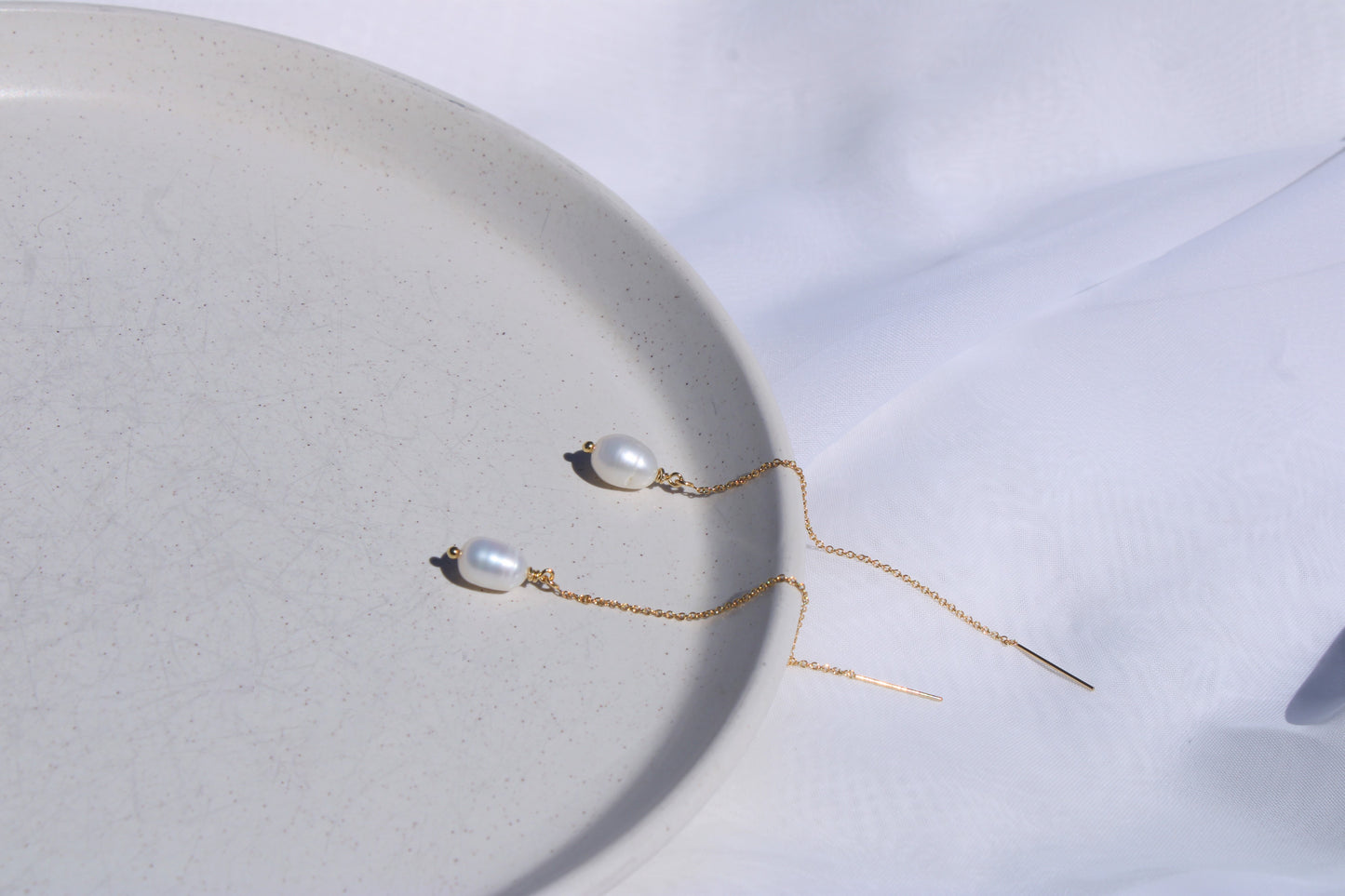 Pearl Drop Threader Earrings