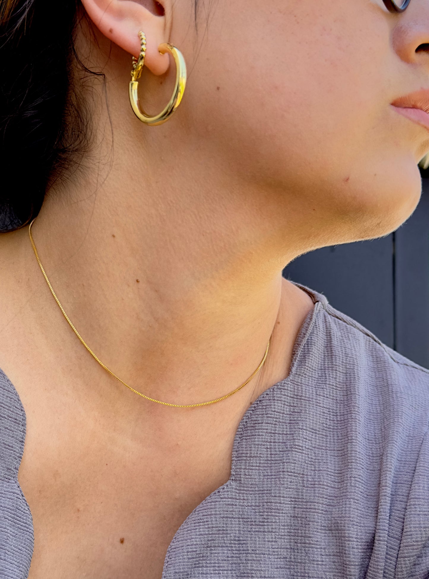 Chain Box Necklace, 24k Gold Filled Chain Box, Dainty Gold Filled Chain, Minimalist Necklace 16 Inch Chain