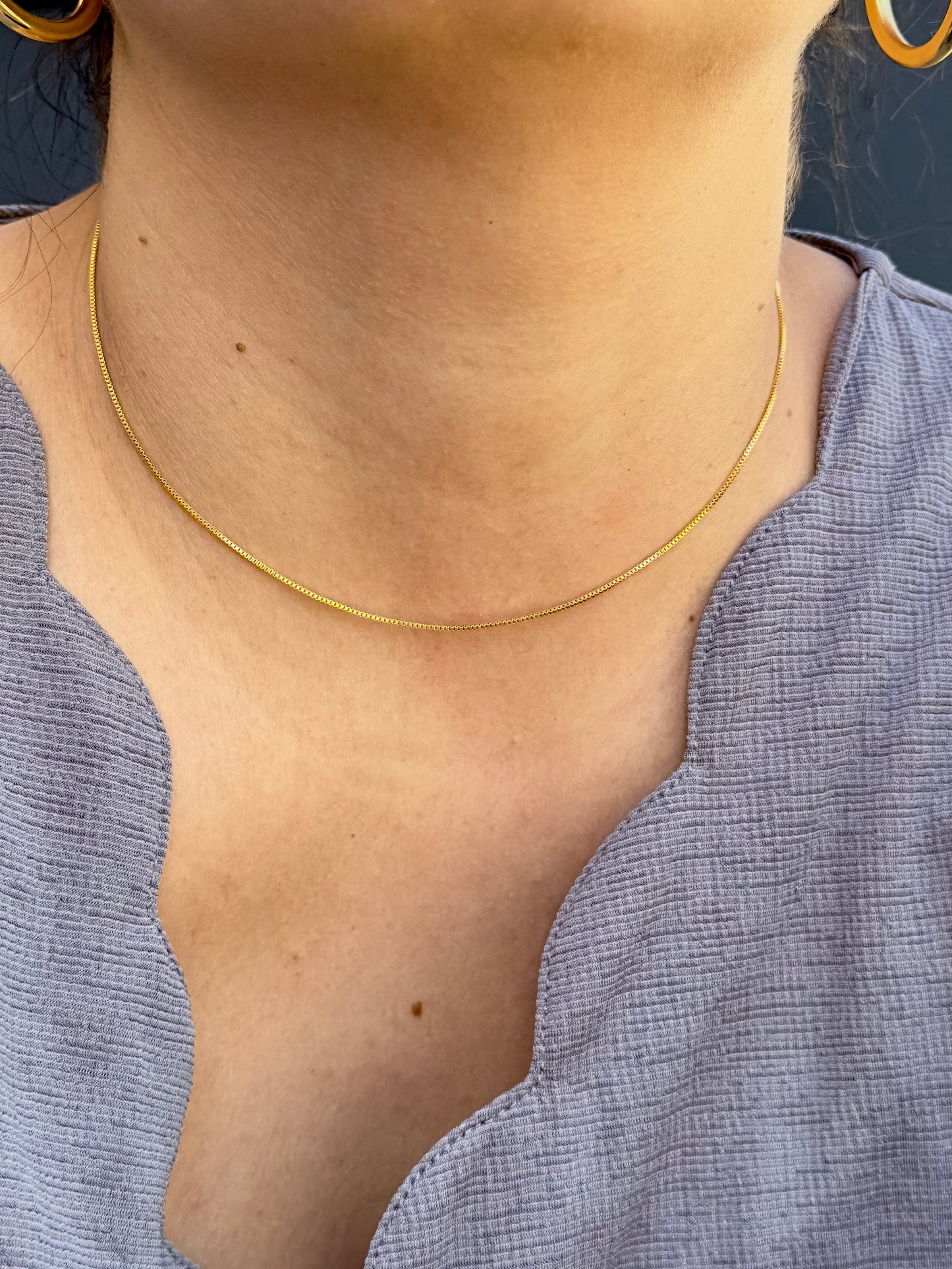 Chain Box Necklace, 24k Gold Filled Chain Box, Dainty Gold Filled Chain, Minimalist Necklace 16 Inch Chain