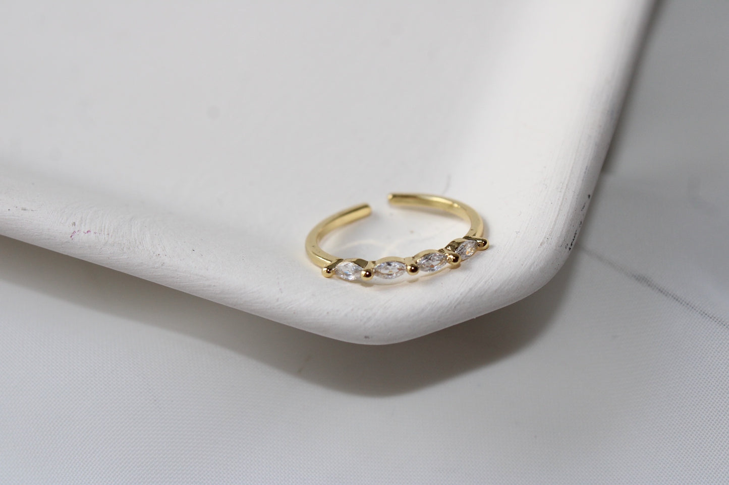 Dainty Cz Ring, Gold Minimalist Ring, Stacking Ring, Simple Clear Cubic Ring, Simple Gold Open Ring, Thin Ring, Gift For Her