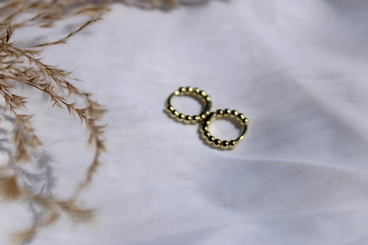 Dainty 14K Gold Filled Beaded Ball Round Bubble Huggie Hoop