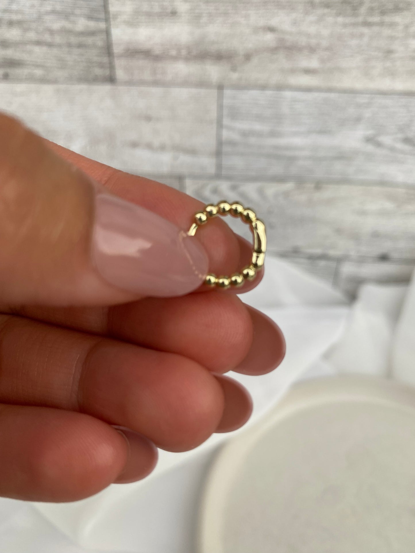 Dainty 14K Gold Filled Beaded Ball Round Bubble Huggie Hoop