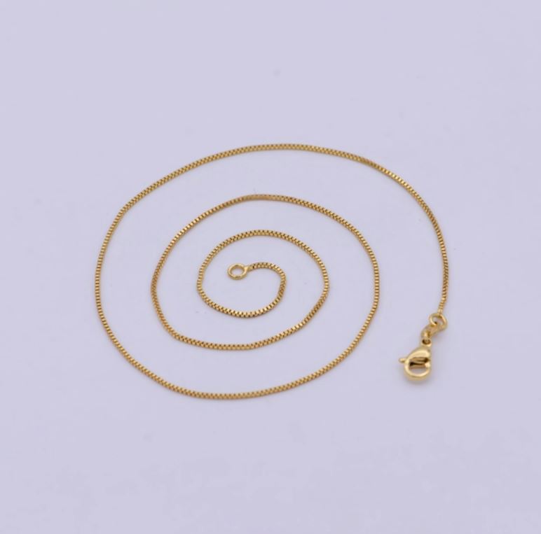 Chain Box Necklace, 24k Gold Filled Chain Box, Dainty Gold Filled Chain, Minimalist Necklace 16 Inch Chain