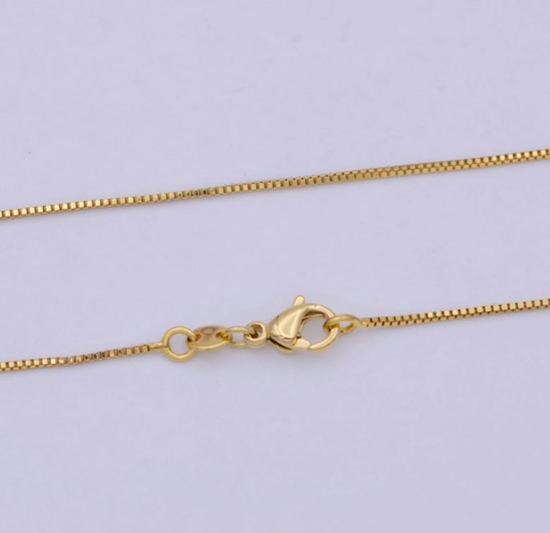 Chain Box Necklace, 24k Gold Filled Chain Box, Dainty Gold Filled Chain, Minimalist Necklace 16 Inch Chain