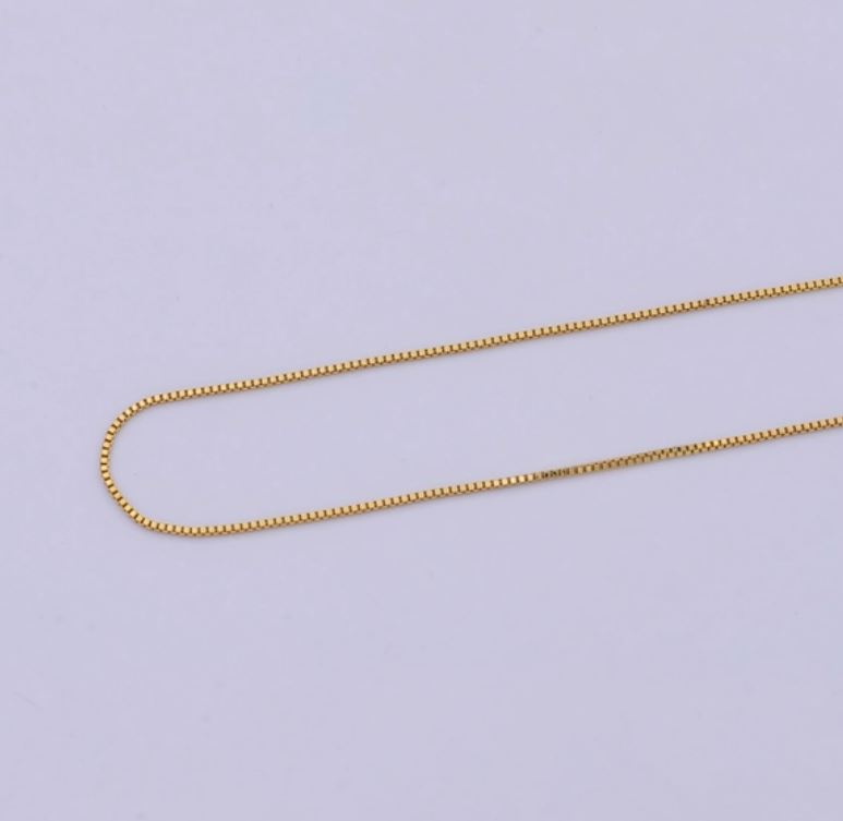 Chain Box Necklace, 24k Gold Filled Chain Box, Dainty Gold Filled Chain, Minimalist Necklace 16 Inch Chain