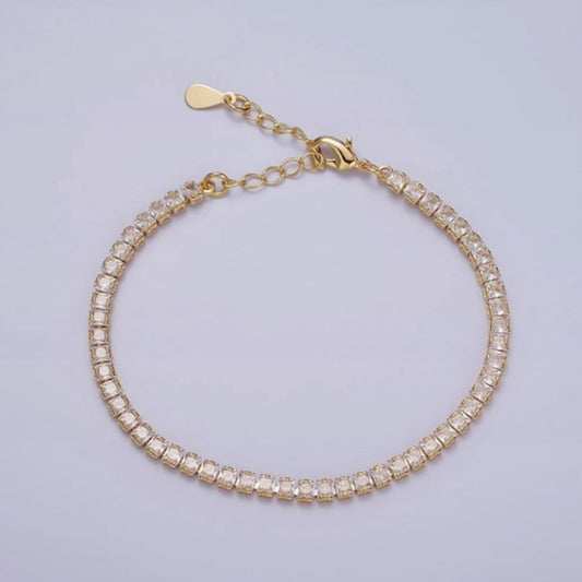 Dainty Gold Tennis Bracelet W. Clear Cz