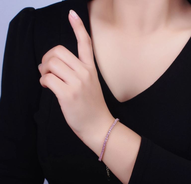 Dainty Gold Tennis Bracelet W. Clear Cz