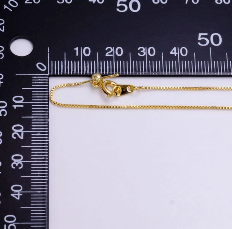 Dainty Box Chain 7.5 Inch Slider Bracelet Adjustable Bracelet 14K Gold Filled 0.8mm
