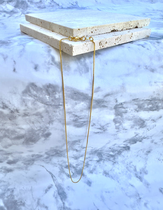 Chain Box Necklace, 24k Gold Filled Chain Box, Dainty Gold Filled Chain, Minimalist Necklace 16 Inch Chain