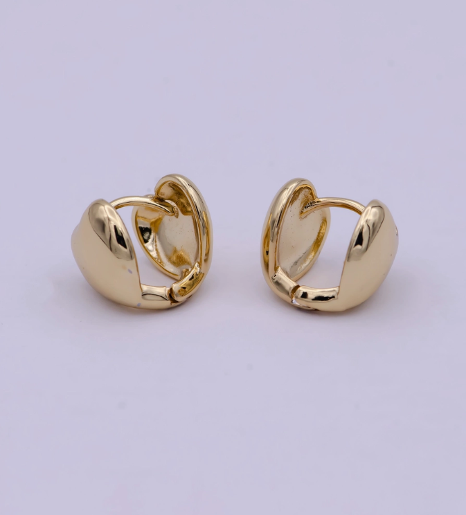 14k Gold Filled Dainty Huggie Heart Shaped Earring For Minimalist Jewelry