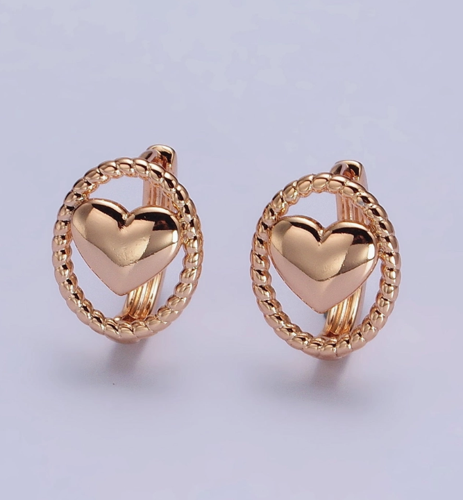 18K Gold Filled Heart Huggie Earring