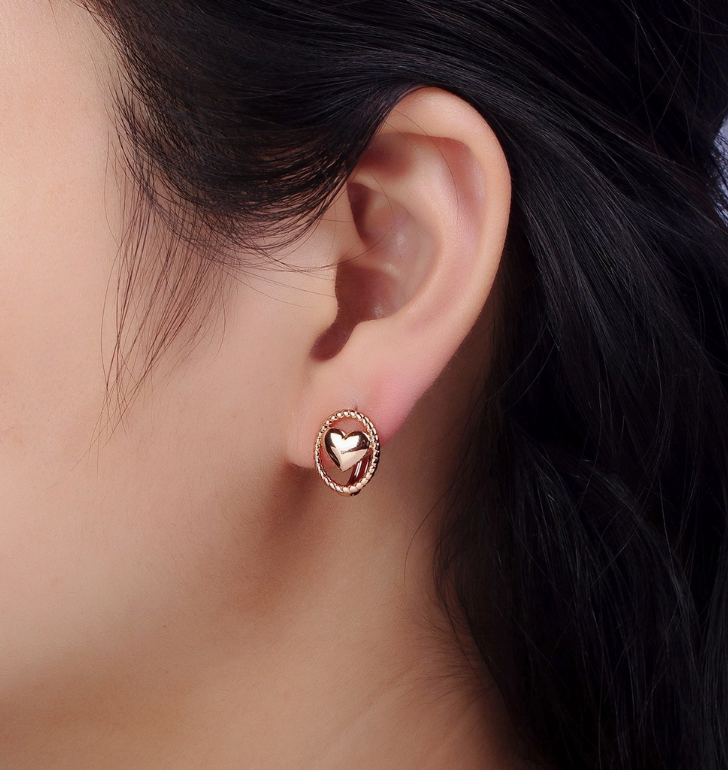 18K Gold Filled Heart Huggie Earring