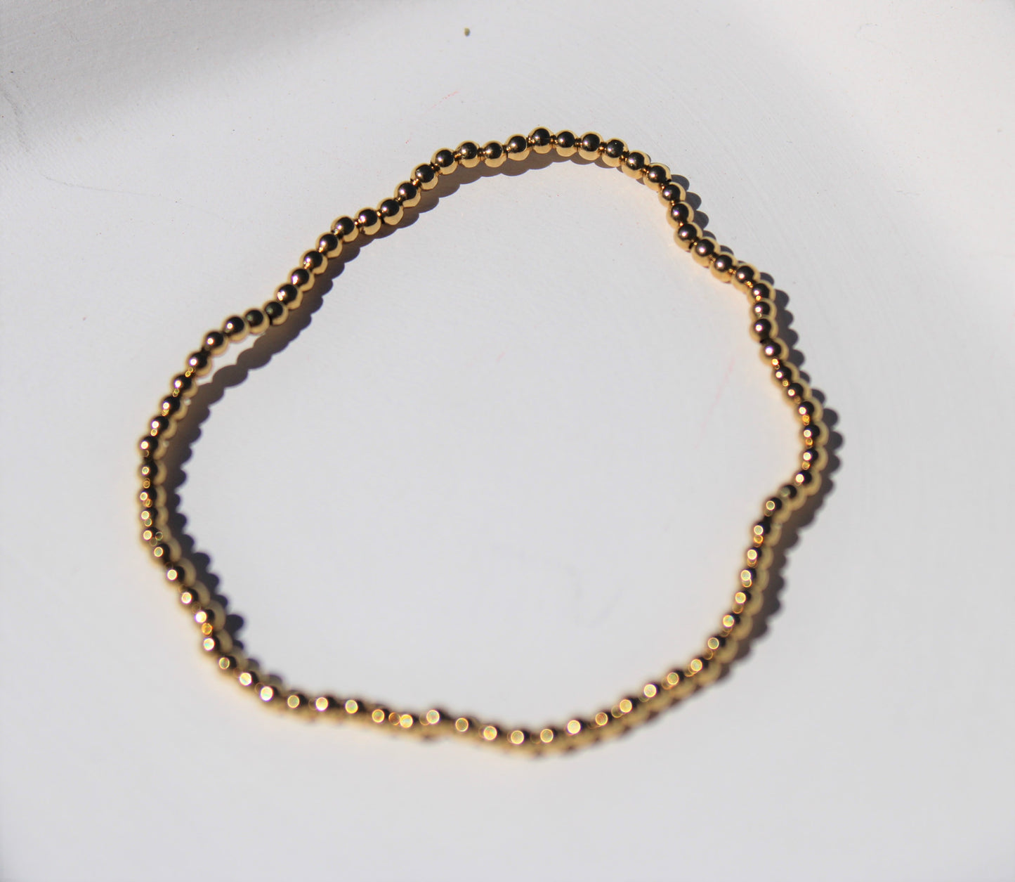 Gold Bead Bracelet 18K Gold Filled Bead Ball Bracelet Stretchable Elastic