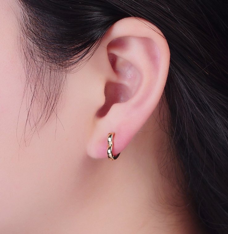 24K Gold Filled Heart Love Cz Huggie Hoop Earrings