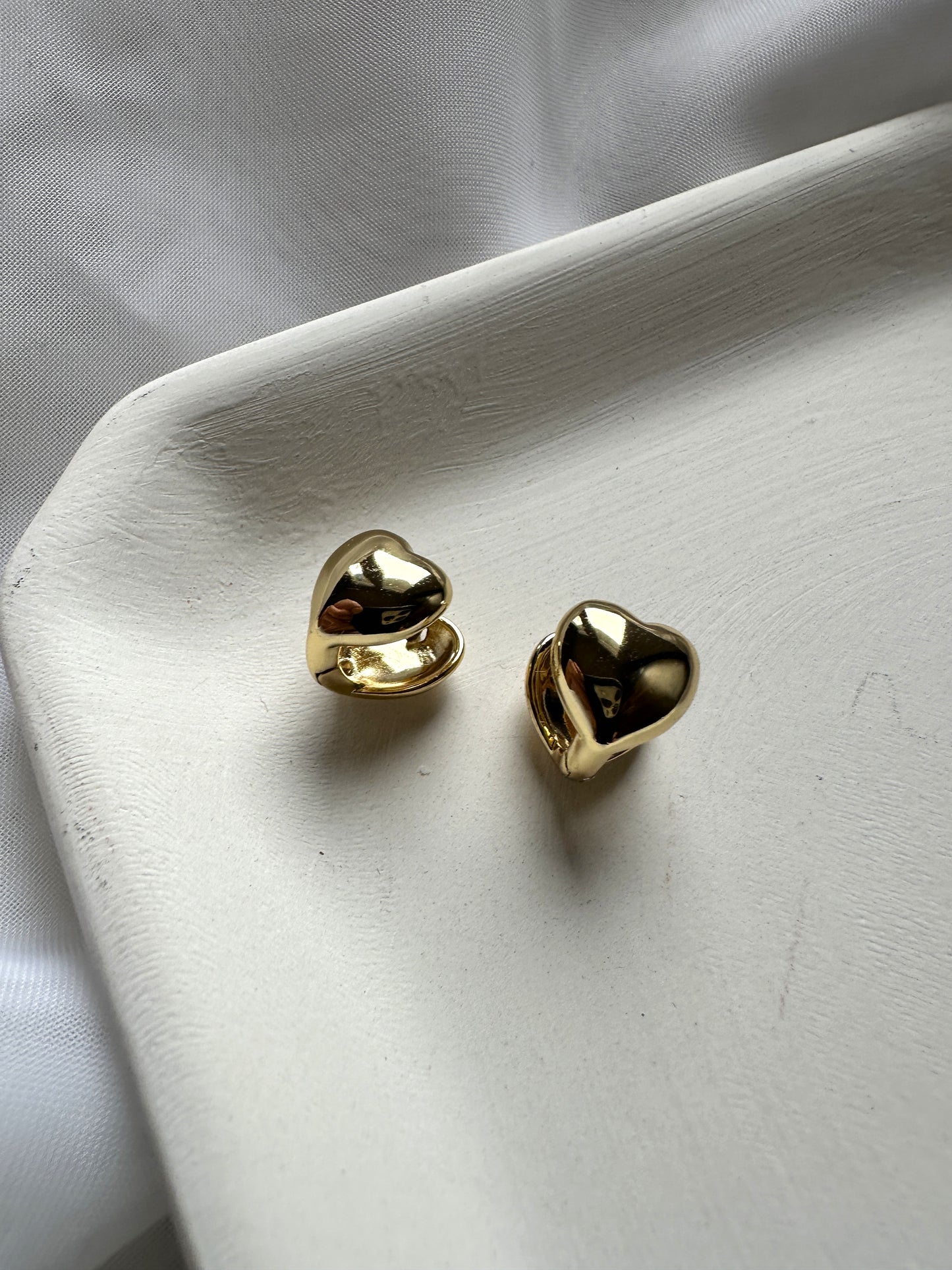 14k Gold Filled Dainty Huggie Heart Shaped Earring For Minimalist Jewelry
