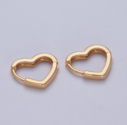 24K Gold Filled Heart Love Cz Huggie Hoop Earrings
