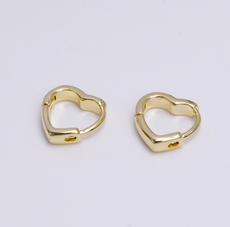24K Gold Filled Heart Love Cz Huggie Hoop Earrings