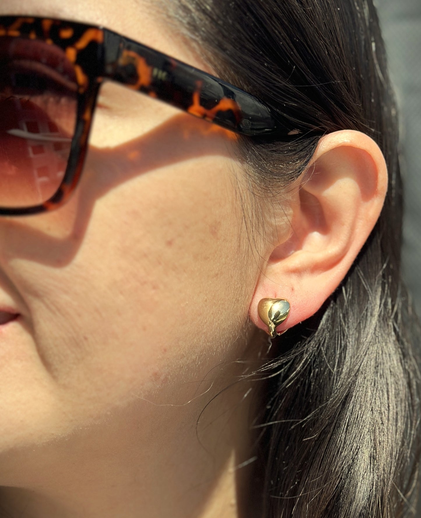 14k Gold Filled Dainty Huggie Heart Shaped Earring For Minimalist Jewelry