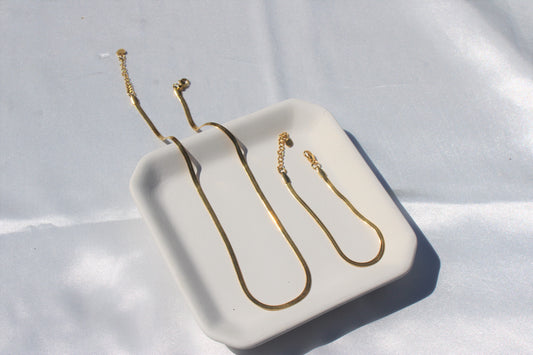 Herringbone Snake Chain Set Bracelet + Necklace