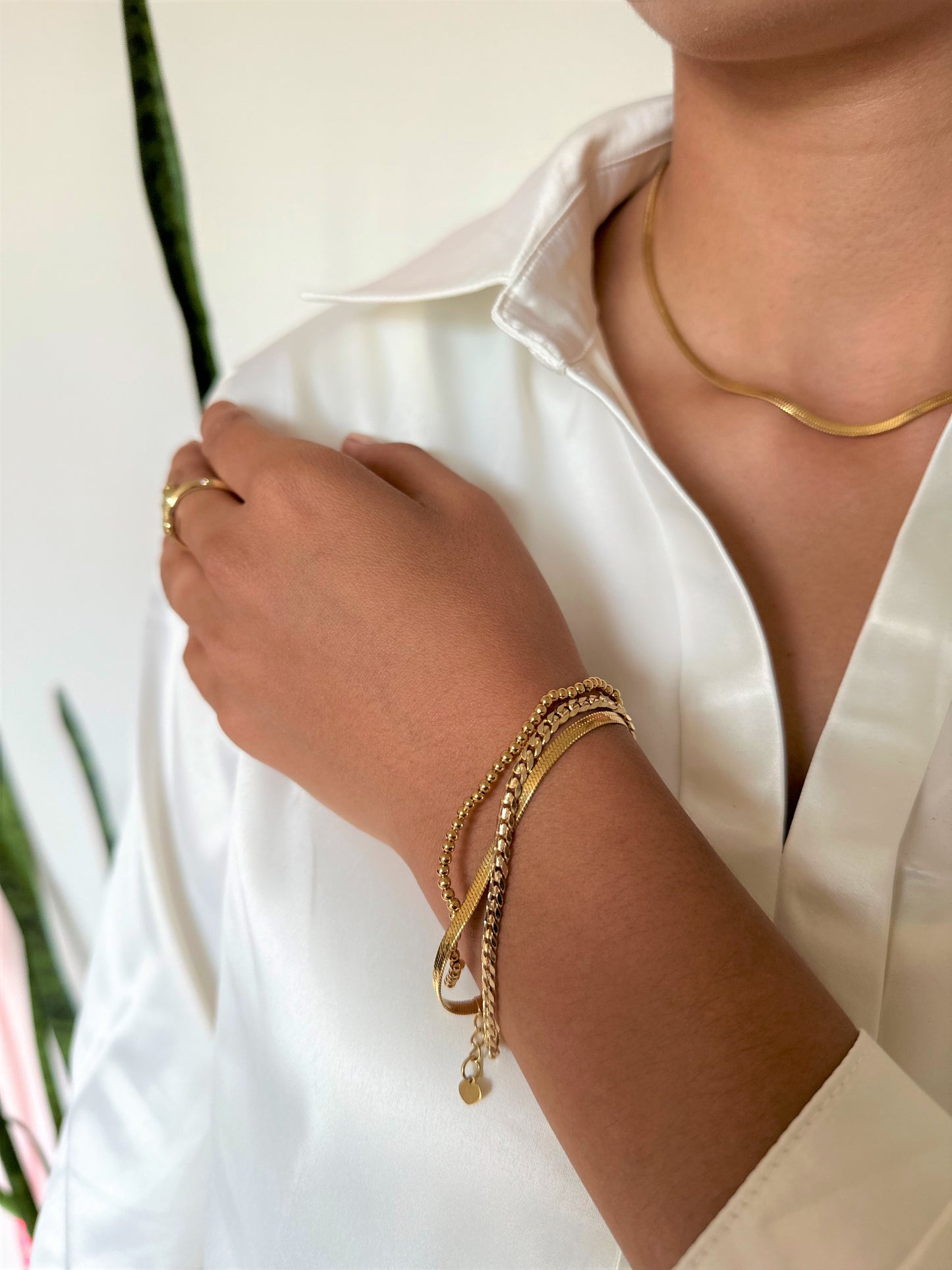 Herringbone Snake Chain Set Bracelet + Necklace