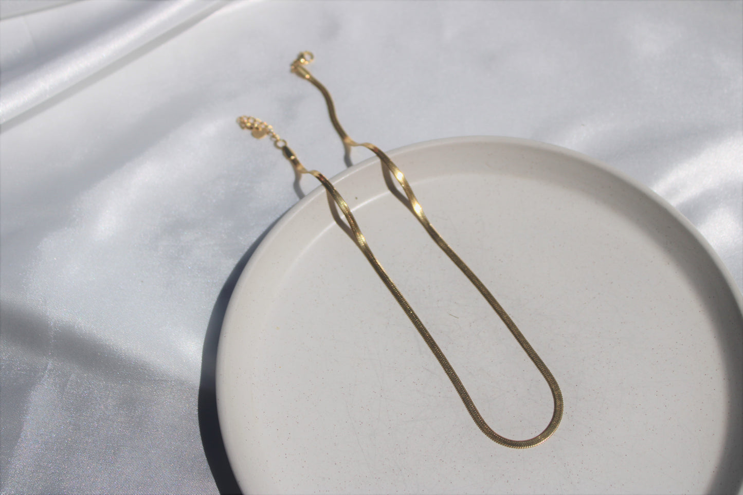 Gold Herringbone Necklace Chain Modern Layering Style