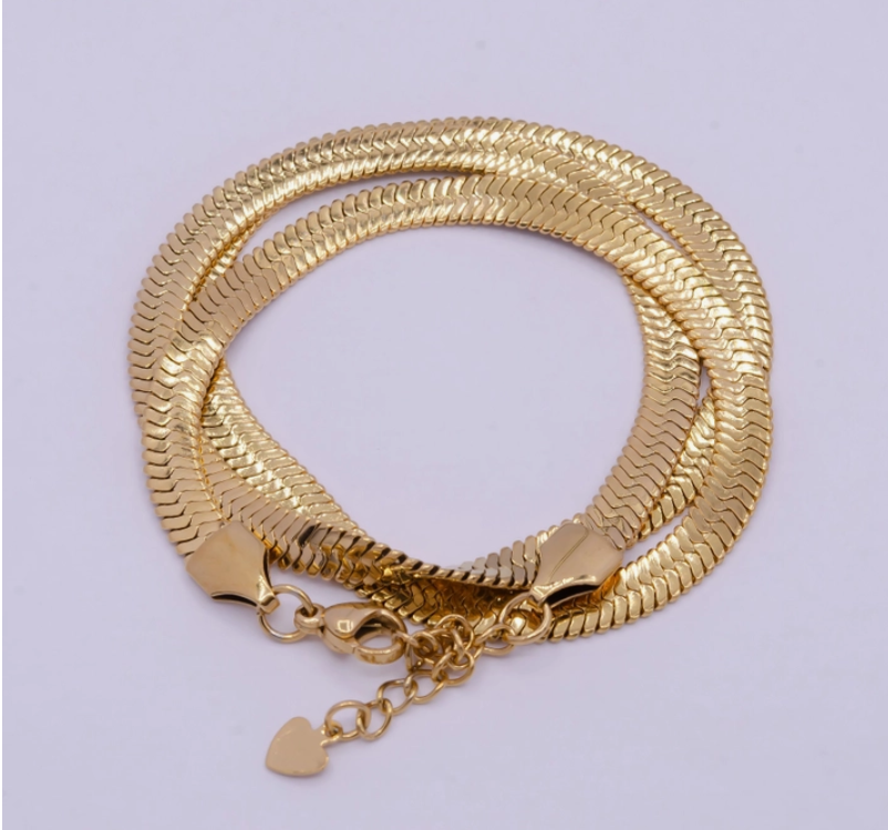 Gold Herringbone Necklace Chain Modern Layering Style
