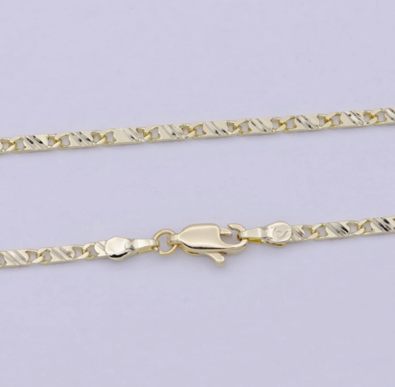 Scroll Chain Necklace 17"Dainty 14K Gold Filled