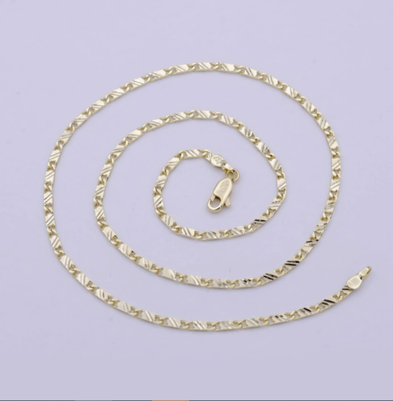 Scroll Chain Necklace 17"Dainty 14K Gold Filled