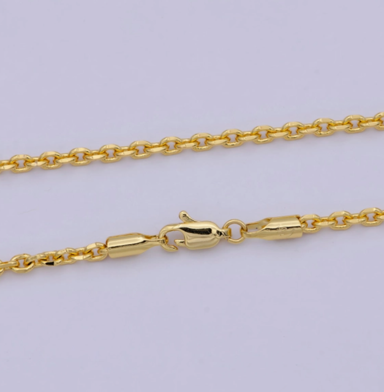 17.7'' 24K Gold Filled Thin Cable Necklace Chain, Layering Cable Chain Dainty Necklace, For Pendant Charm Necklace