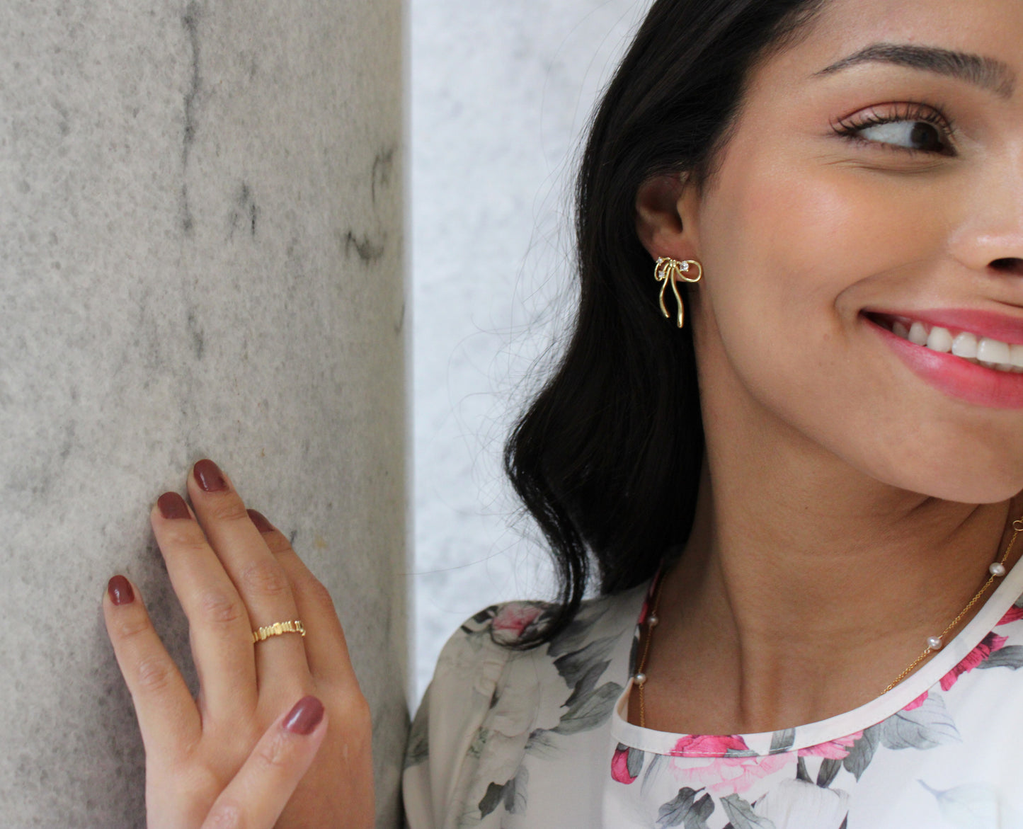 14K Gold Filled Cz Coquette Ribbon Tied Bow Stud Earrings