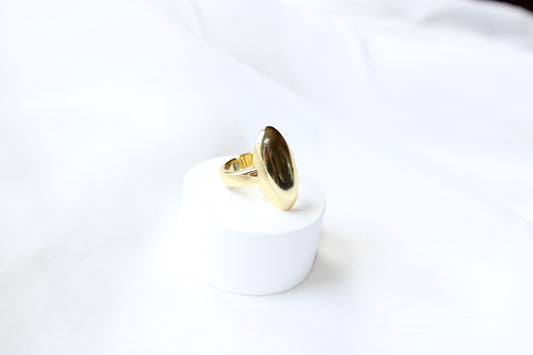 The Louise Gold Oval Ring Chunky Geometric Adjustable Ring