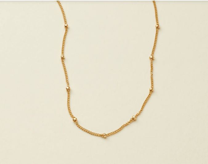 Gold Filled Ball Beads On Box Necklace Chain For Jewelry Necklace Making, Satellite Chain 14K 17.5 Inch