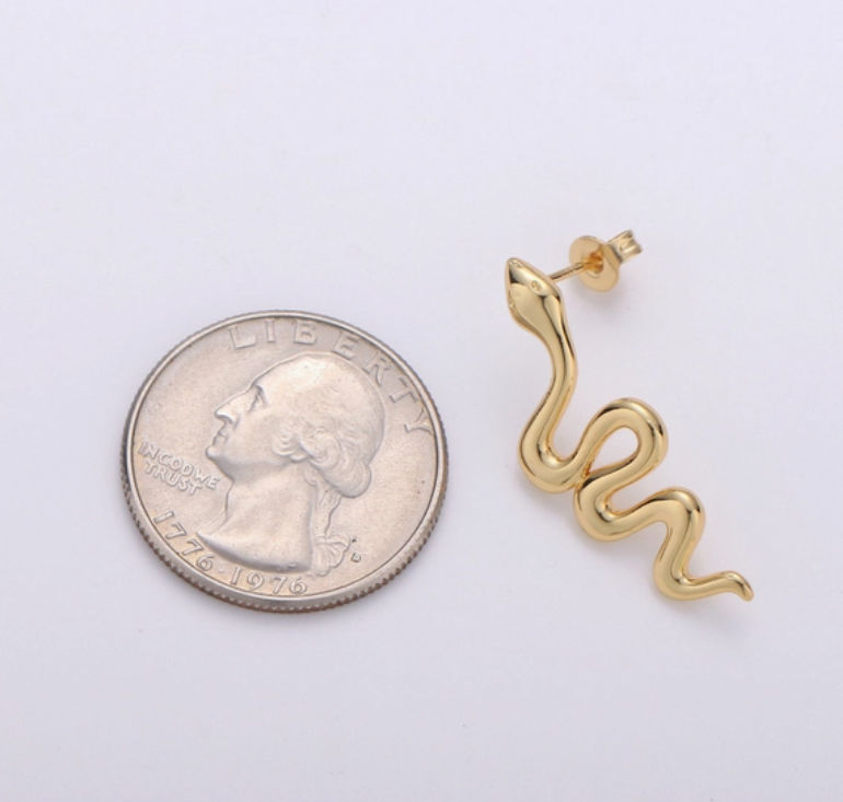 Gold Snake Earrings, Snake Stud Earrings, Dainty Earrings, Serpent Earrings, Delicate Studs, Gold Earrings, Minimalist Earring