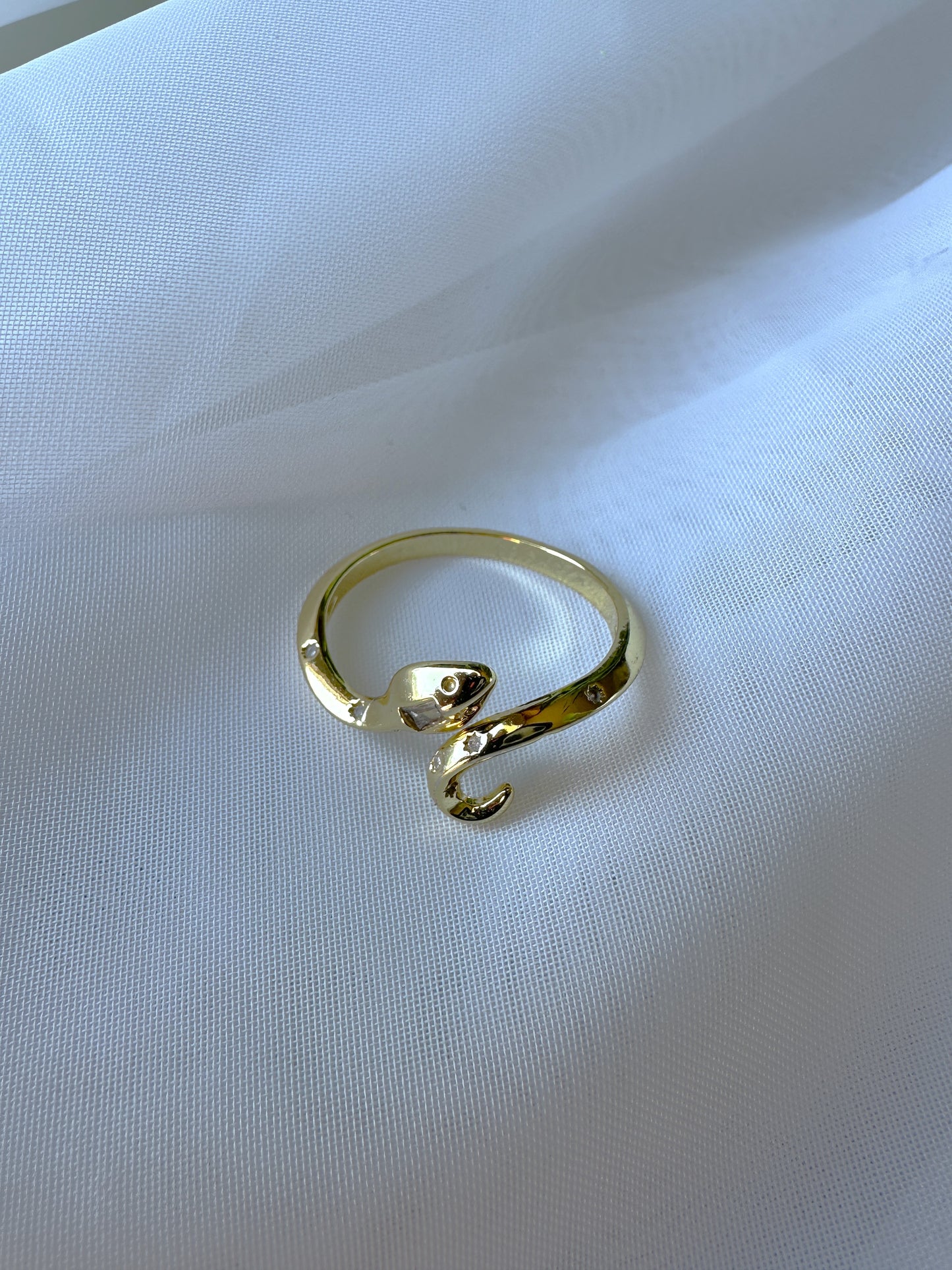 24K Gold Filled Serpent Ring, Adjustable Micro Pave Zirconia Cz Snake Ring, Dainty Curling Snake Jewelry