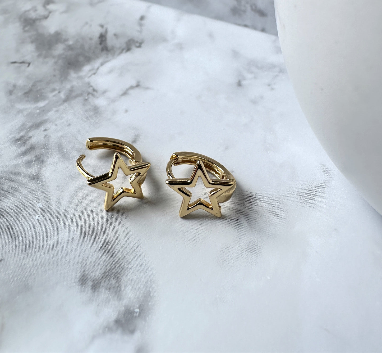 Minimalist 24K Gold Filled Celestial Star Huggie Hoops Earrings