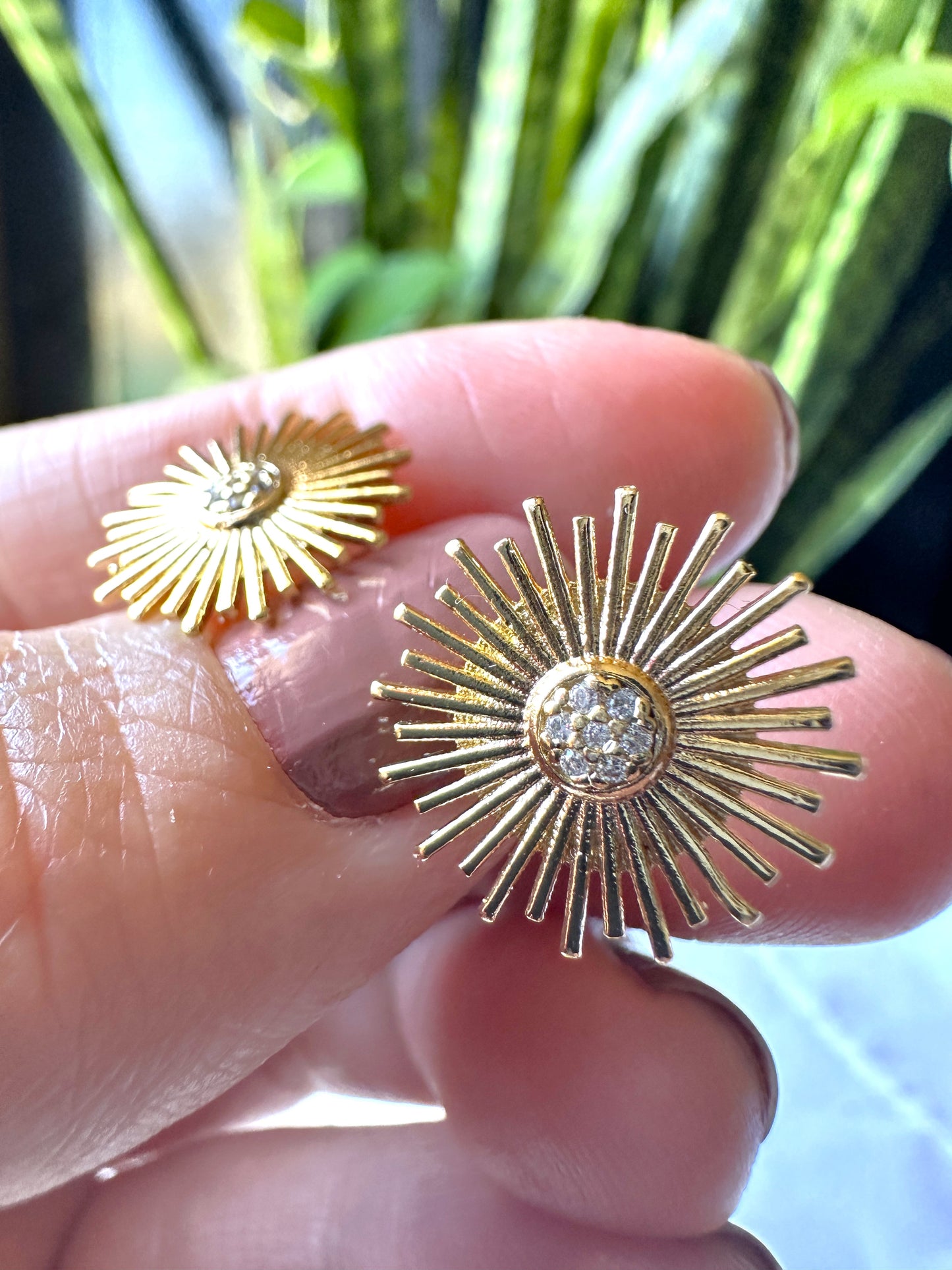 Dainty Sun Earrings Sunburst Stud Earrings 14k Gold Filled Sun Earrings- Gold Stud Earrings Cz Everday Earrings Small Earrings