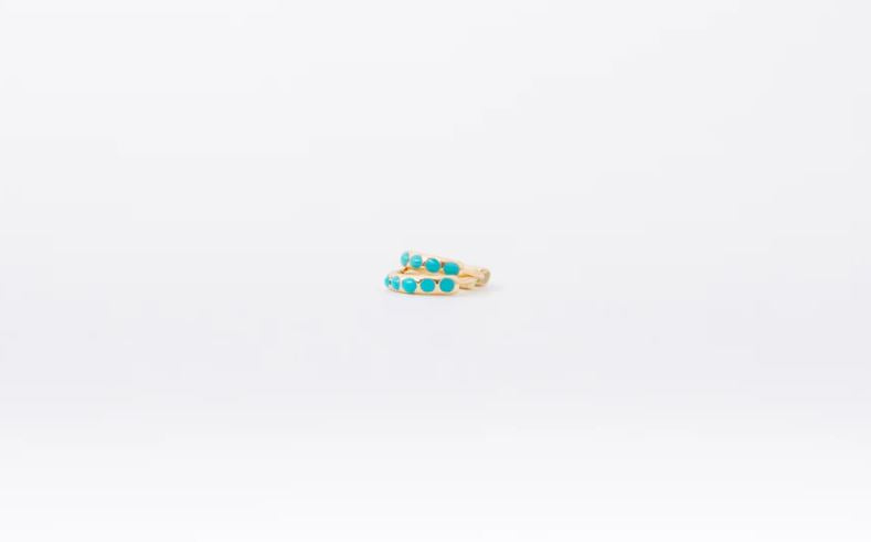 Turquoise Huggies Hoop Earrings Enamel Gold Cartilage Huggie
