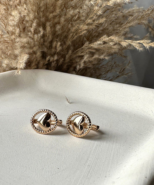 18K Gold Filled Heart Huggie Earring