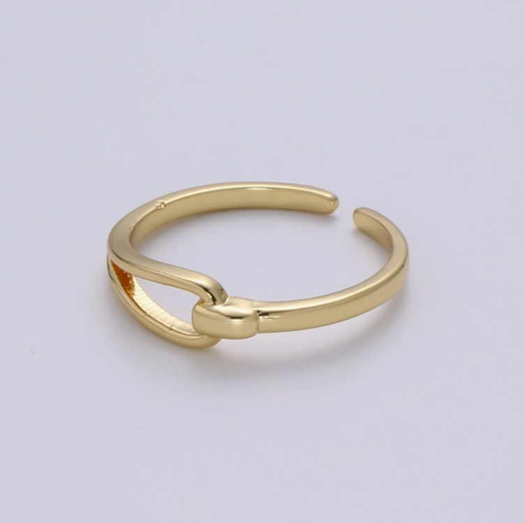 Hold Me Tight Gold Ring, Adjustable Gold Curb Ring