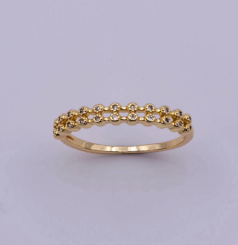 18k Gold Filled Ring Micro Pave Cz Cubic Zirconia Gold Band