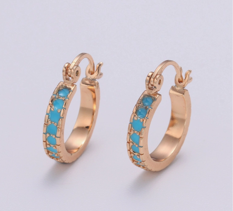 Dainty Turquoise Hoop Cz Earring Gold Filled Earring Everyday Wear Minimalist Jewelry